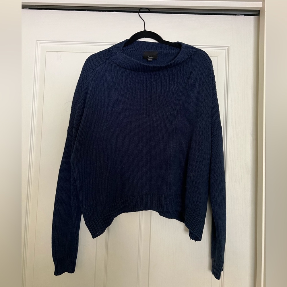 Dark blue mockneck oversized sweater. Size L